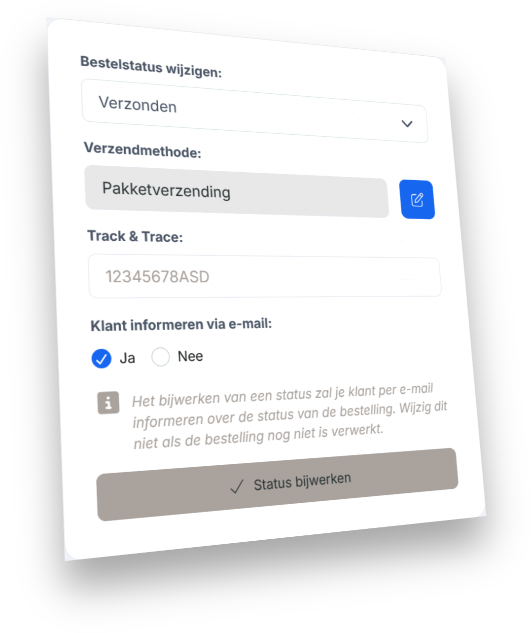Laat je klanten weten dat hun pakketje onderweg is